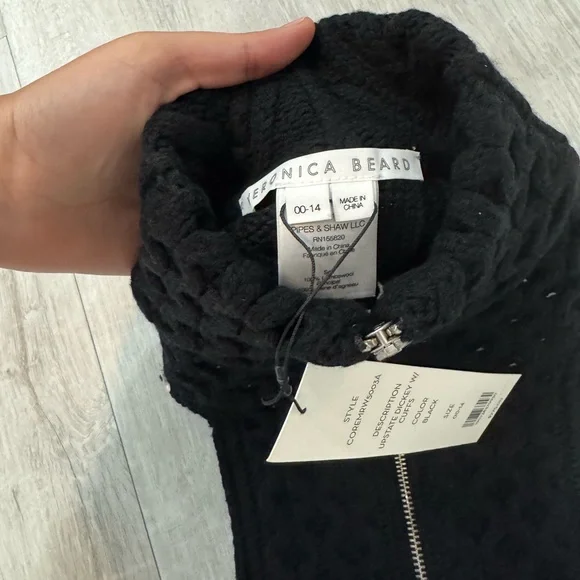 NWT Veronica Beard Black Upstate Wool Dickey with Cuffs size 00-14